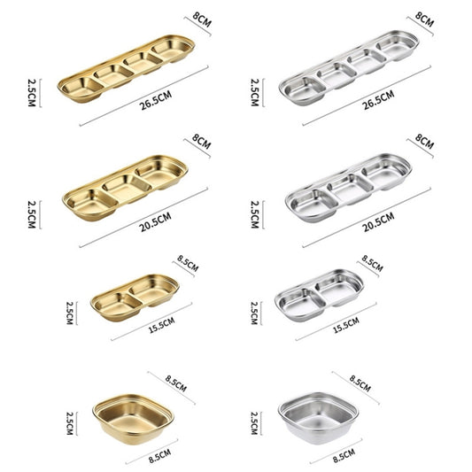 Stainless Steel Square Sauce Dish Hotpot Seasoning Disc Barbecue Tableware, Style: 1 Grid (Gold) by bashfashion