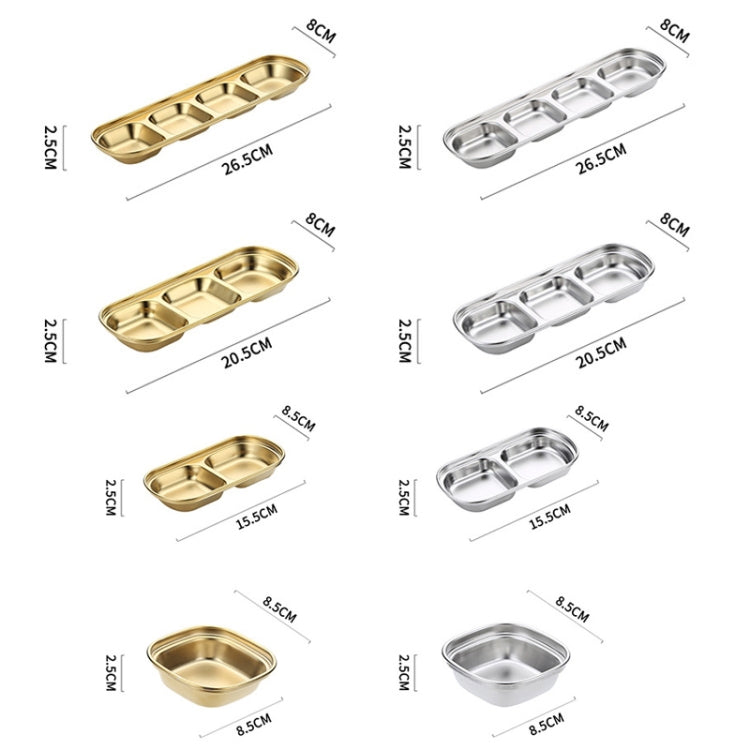 Stainless Steel Square Sauce Dish Hotpot Seasoning Disc Barbecue Tableware, Style: 3 Grid (Gold) by bashfashion