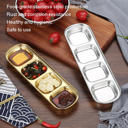 Stainless Steel Square Sauce Dish Hotpot Seasoning Disc Barbecue Tableware, Style: 1 Grid (Silver) by bashfashion