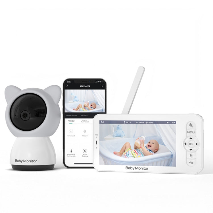 5 Inch HD Baby Monitor Wireless Wifi Baby Care Camera EU Plug by bashfashion