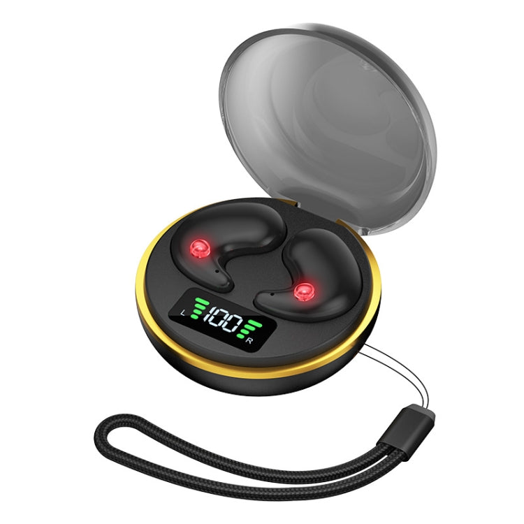 Digital Display Invisible Mini Leisure Stereo Binaural Bluetooth Earphones With Charging Compartment(Black) by bashfashion