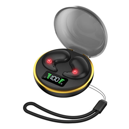 Digital Display Invisible Mini Leisure Stereo Binaural Bluetooth Earphones With Charging Compartment(Black) by bashfashion