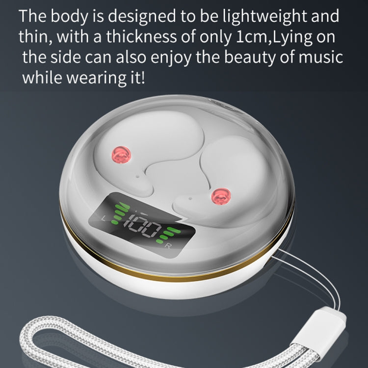 Digital Display Invisible Mini Leisure Stereo Binaural Bluetooth Earphones With Charging Compartment(White) by bashfashion