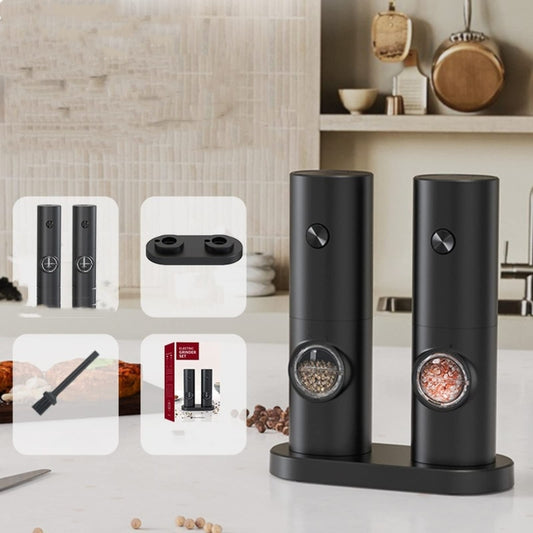 Electric Automatic Salt and Pepper Grinder Set Battery Powered, Model: A2 KYMQ-14-BS by bashfashion
