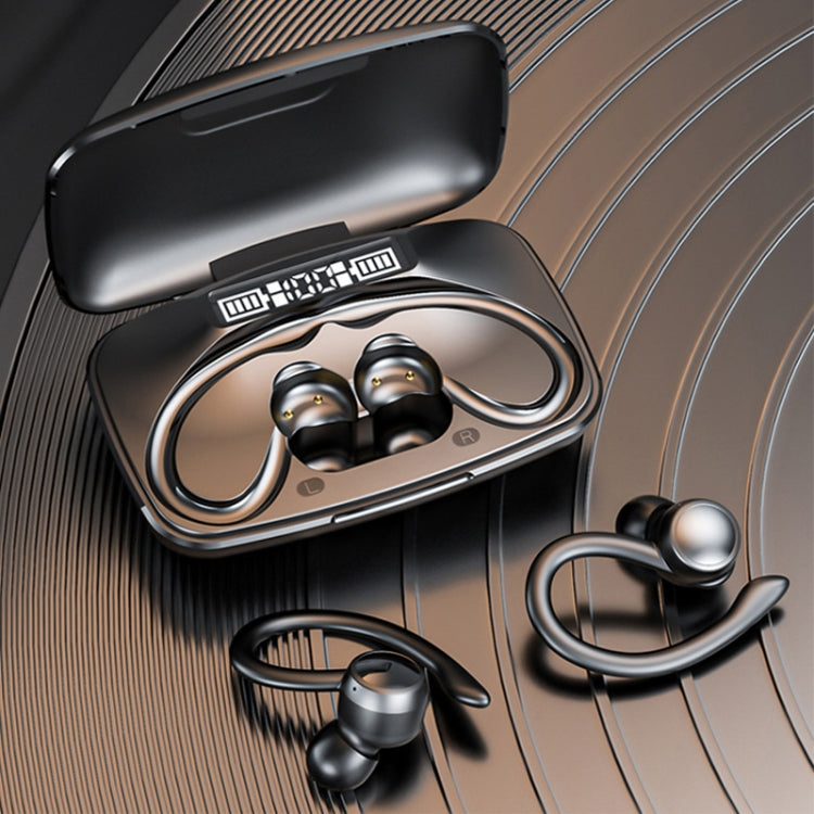 TWS Ear-Mounted LED Digital Display Noise Reduction Bluetooth Earphones With Power Bank Function(Blue) by bashfashion