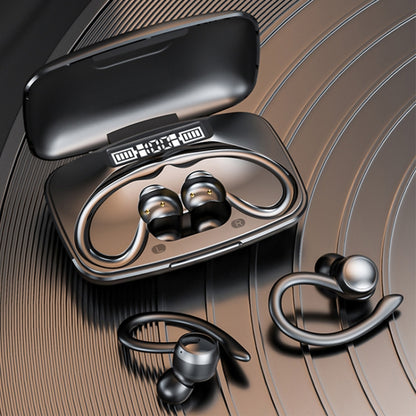 TWS Ear-Mounted LED Digital Display Noise Reduction Bluetooth Earphones With Power Bank Function(Blue) by bashfashion