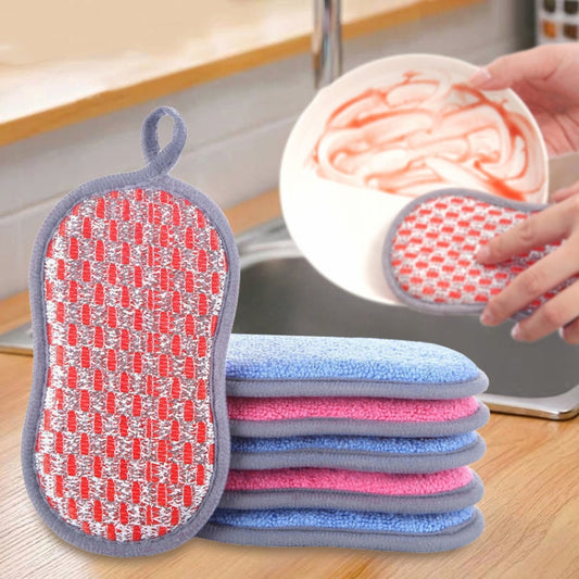 5pcs Double-sided Absorbent Kitchen Dishwashing Sponge Multifunctional Cleaning Rag, Style: Gray by bashfashion