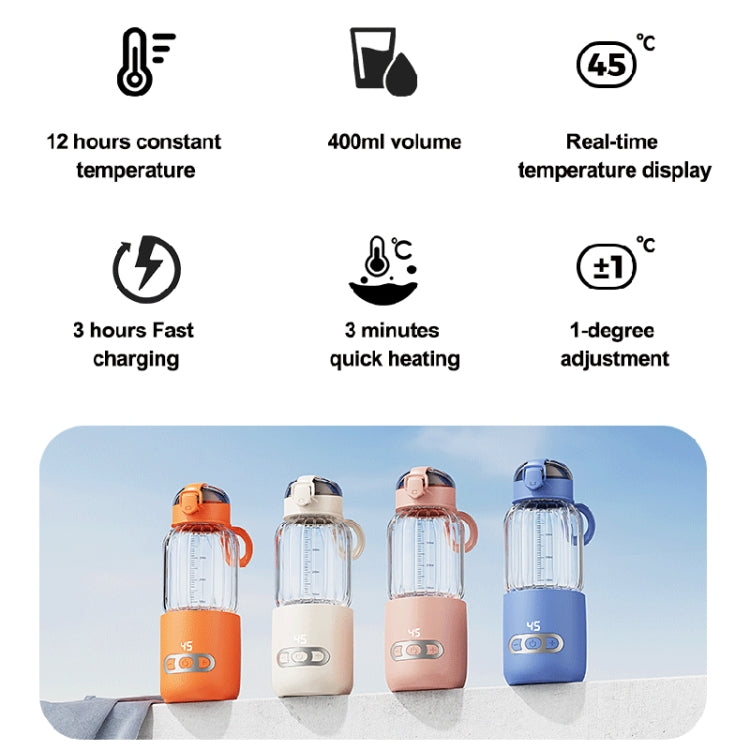 400ml Wireless Instant Water Warmer Electric Kettle For Baby Formula With 15000 MAh Battery Capacity(Orange) by bashfashion