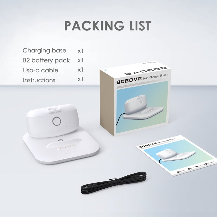 BOBOVR Twin Charger Station Magnetic Charging Dock for Quest 3 Head Strap B2 Battery Pack by BOBOVR