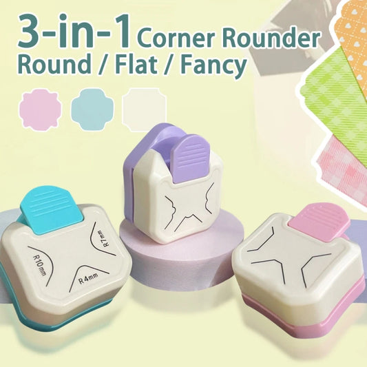 3 In 1 Fancy Corner Cutter Multi-angle Corner Cutter Chamfering Embosser, Style: Flat Corner (Pink) by bashfashion