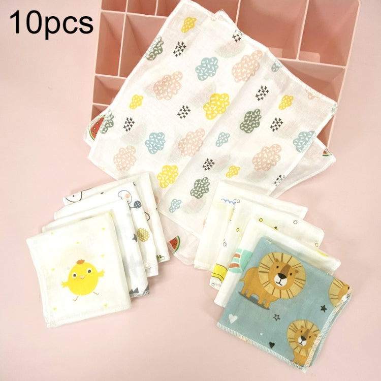 10pcs /Pack 25x25cm Double Layer High Density Print Gauze Handkerchief Toddler Drooling Towel(Mixed Color) by bashfashion