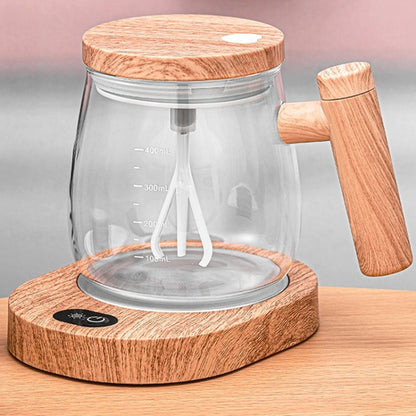 400ml Automatic Stirring Mug Maple Electric Coffee Cup, Style: Battery Transparent Cup+Thermostatic Coaster by bashfashion