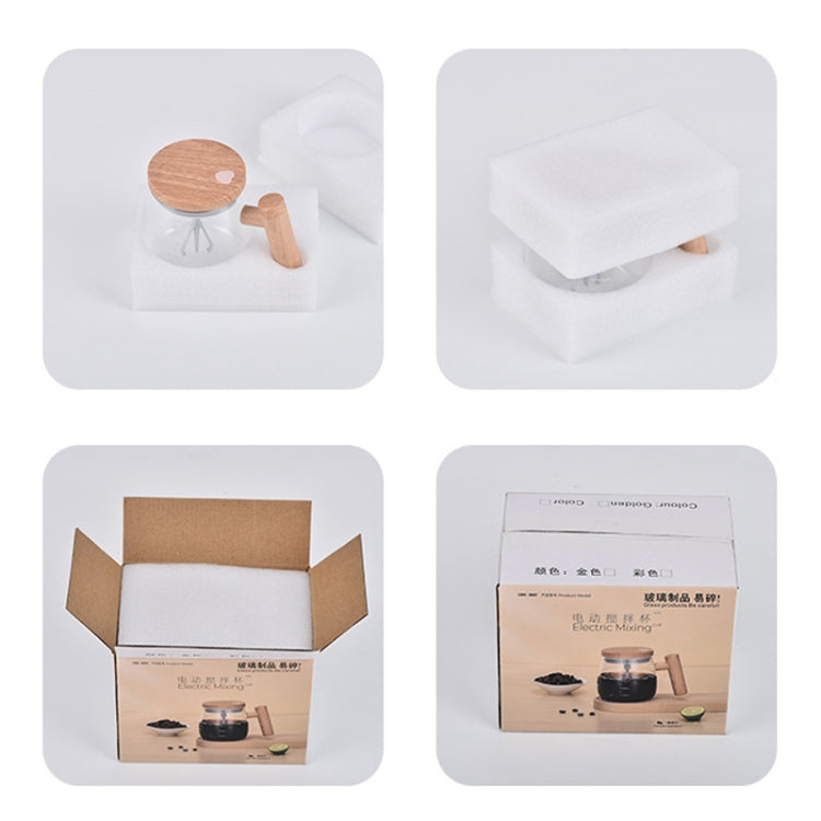 400ml Automatic Stirring Mug Maple Electric Coffee Cup, Style: Battery Transparent Cup+Thermostatic Coaster by bashfashion