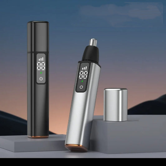 Electric Digital Display Nose Hair Trimmer Rechargeable 3 Gear Adjustable Portable Shaver(Gray) by bashfashion