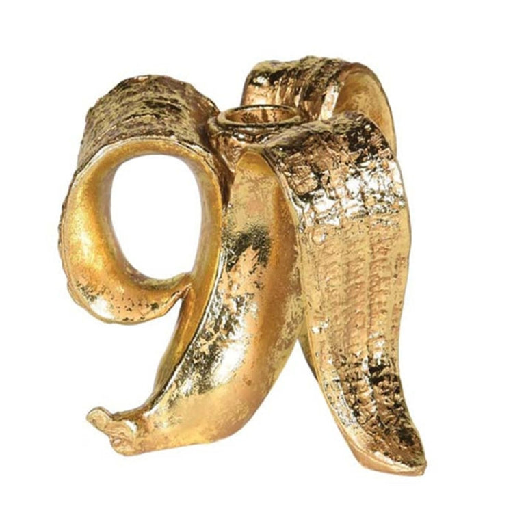 Banana Candle Holder Home Desktop Decorations Banana Peel Candle-Holder Resin Ornament(Golden) by bashfashion