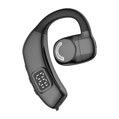 Bluetooth Headset Digital Display Hanging Ear OWS Stereo Sports Earbuds(Black) by bashfashion