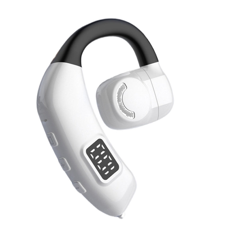 Bluetooth Headset Digital Display Hanging Ear OWS Stereo Sports Earbuds(White) by bashfashion