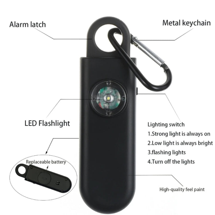 Women Personal Anti-pervert Alarm Outdoor LED Flashing Light Alarm(Black) by bashfashion