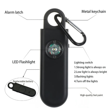 Women Personal Anti-pervert Alarm Outdoor LED Flashing Light Alarm(Black) by bashfashion