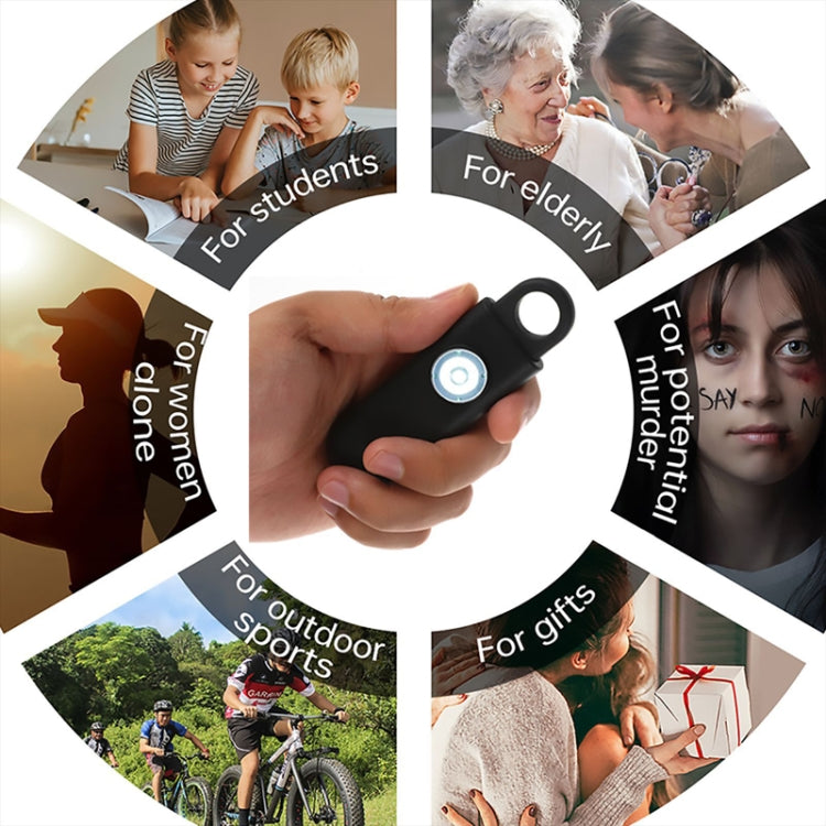 Women Personal Anti-pervert Alarm Outdoor LED Flashing Light Alarm(Black) by bashfashion