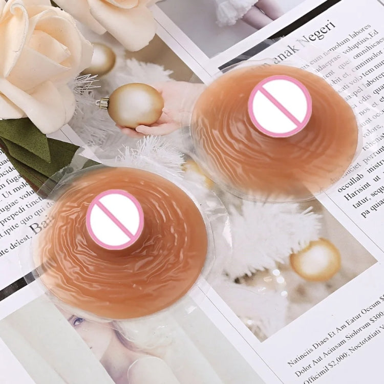 Silicone Simulated Fake Nipples Self-adhesive Nipple Retraction Stickers COS Props(Coffee) by bashfashion