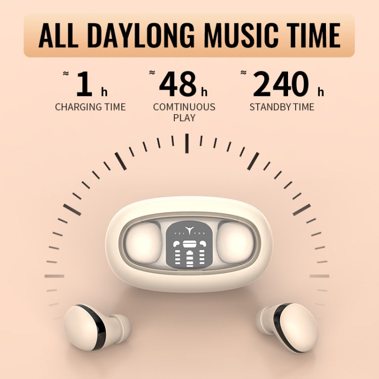 Mini TWS Bluetooth Earphones With Rectangular Bin Noise Reduction Long Life Sleep Wireless Music Earbuds(Skin Color) by bashfashion