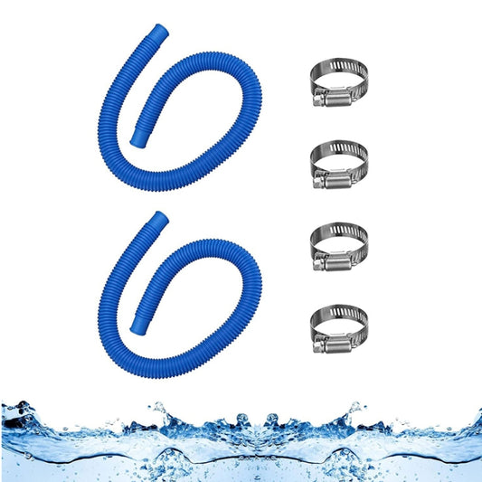 For Intex Swimming Pool Filter Pump Replacement 2 Hoses 4 Clamps Blue by bashfashion