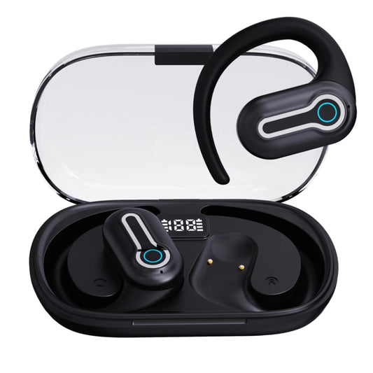 J31 OWS Hanging Ear Stereo Bluetooth Earphones With Digital Charging Compartment(Black) by bashfashion