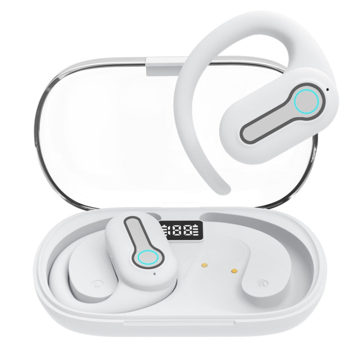 J31 OWS Hanging Ear Stereo Bluetooth Earphones With Digital Charging Compartment(White) by bashfashion