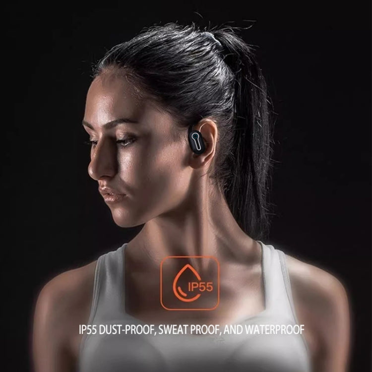 J31 OWS Hanging Ear Stereo Bluetooth Earphones With Digital Charging Compartment(Black) by bashfashion