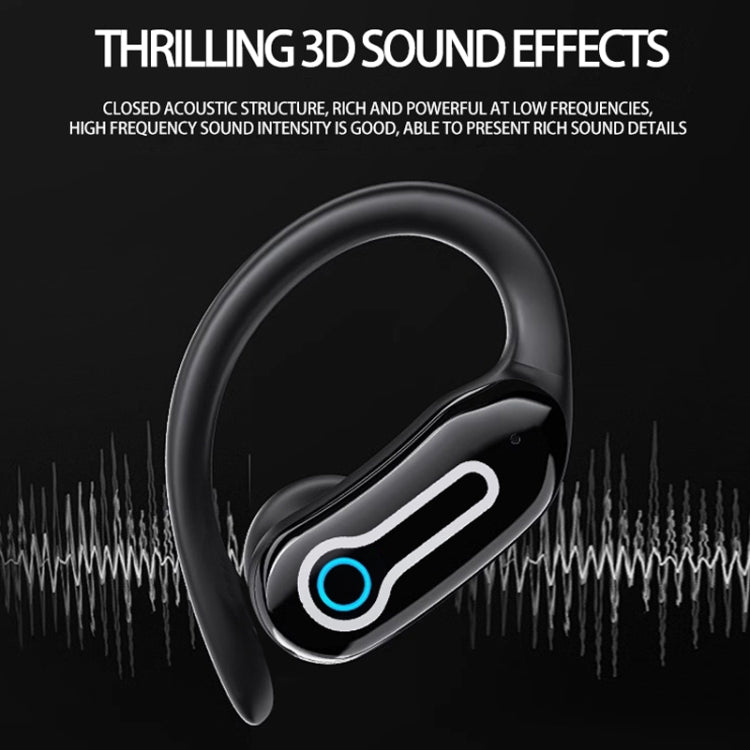 J31 OWS Hanging Ear Stereo Bluetooth Earphones With Digital Charging Compartment(White) by bashfashion