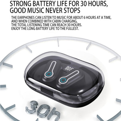 J31 OWS Hanging Ear Stereo Bluetooth Earphones With Digital Charging Compartment(Black) by bashfashion