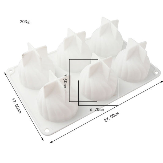 GT-106 6 Cavity Swirl Mousse Cake Mold Chocolate Baking French Dessert Onion Shape Silicone Mold by bashfashion