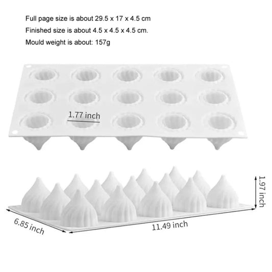 GT-9 15 Cavity Swirl Mousse Cake Mold Chocolate Baking French Dessert Onion Shape Silicone Mold by bashfashion