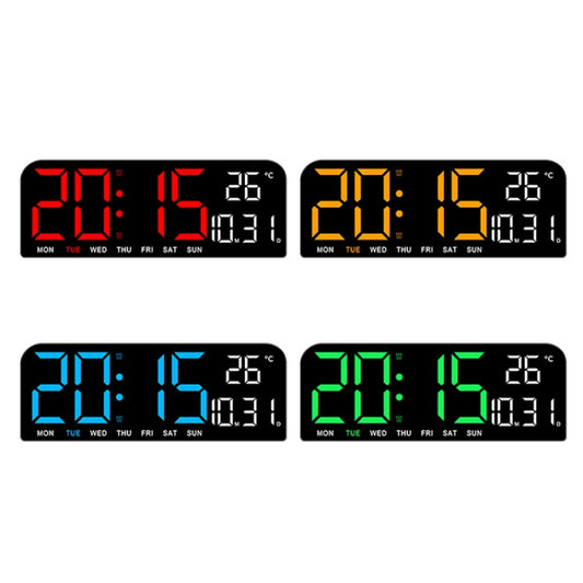 LED Screen Digital Display Desktop Alarm Clock Multifunctional Decoration Wall Clock(Orange) by bashfashion