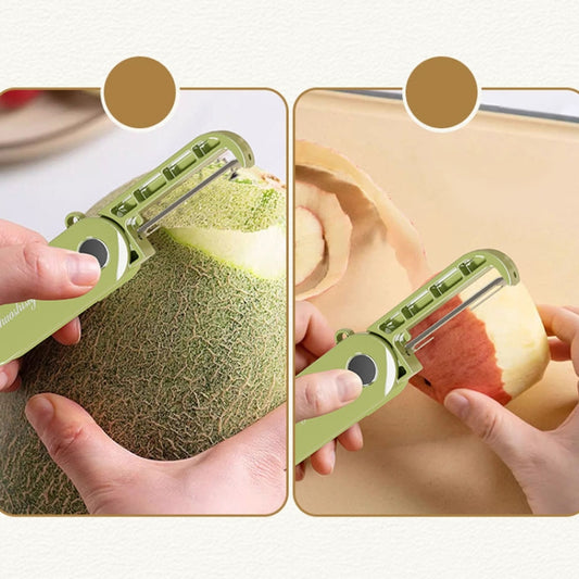 Folding Storage Kitchen Home Cutting Knife Outdoor Portable Stainless Steel Fruit Plane Peeling Device(Green) by bashfashion