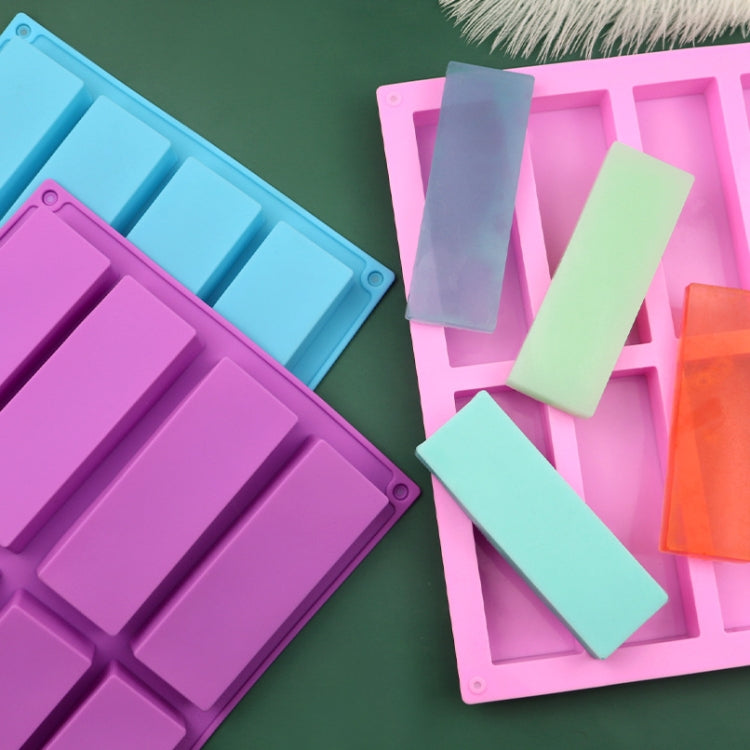 8 Grids Rectangular Silicone Handmade Soap Mould DIY Aromatherapy Mould(Purple) by bashfashion