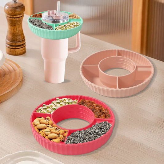 For Stanley Quencher 40oz Tumbler With Handle Snack Tray Silicone Reusable Snack Container(Orange) by bashfashion