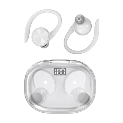 Stereo Hanging Ear Bluetooth Earphones With Digital Display Charging Compartment(White) by bashfashion