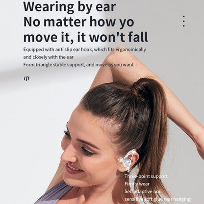 Stereo Hanging Ear Bluetooth Earphones With Digital Display Charging Compartment(Pink) by bashfashion