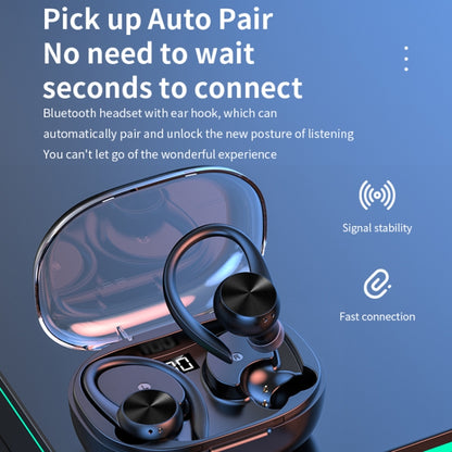 Stereo Hanging Ear Bluetooth Earphones With Digital Display Charging Compartment(Pink) by bashfashion