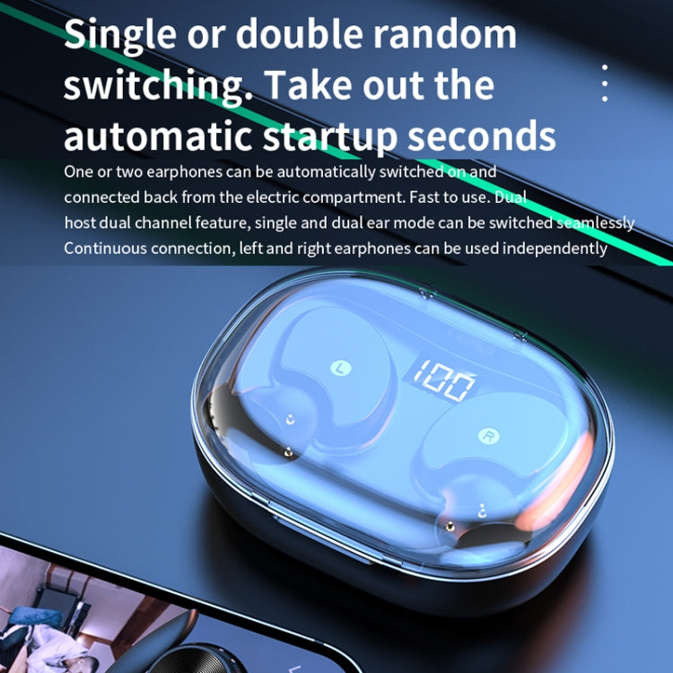 Stereo Hanging Ear Bluetooth Earphones With Digital Display Charging Compartment(Black) by bashfashion