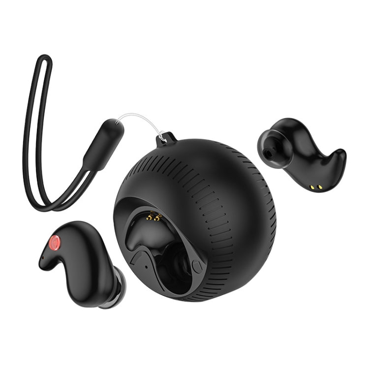 In-Ear Small Coconut Ball Stereo Bluetooth Earphones With Charging Compartment(Black) by bashfashion