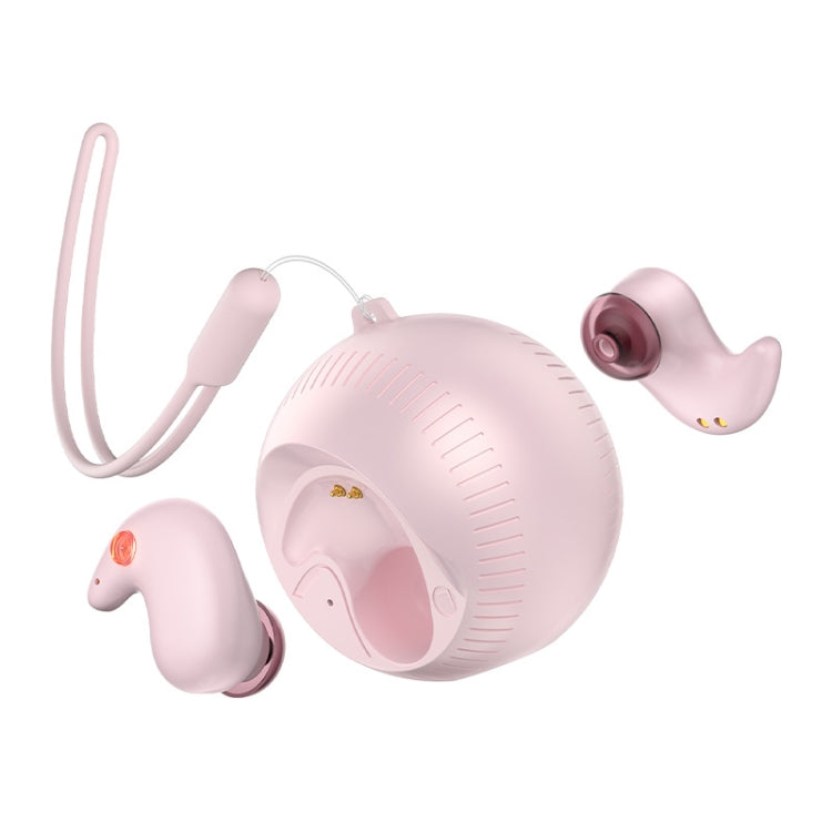 In-Ear Small Coconut Ball Stereo Bluetooth Earphones With Charging Compartment(Pink) by bashfashion
