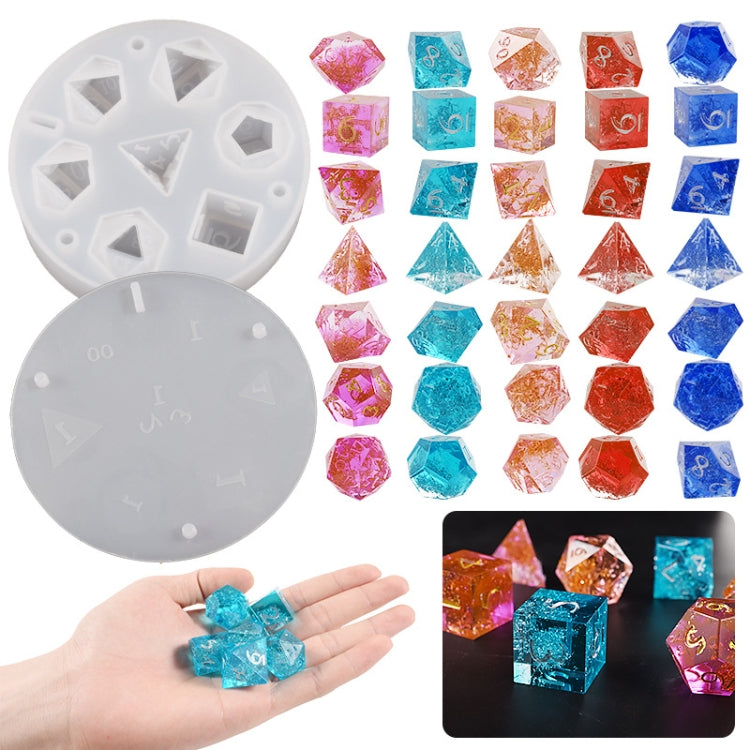Silicone Dice Resin Molds with 7 Standard Polyhedral Stereoscopic Dice Cavities by bashfashion