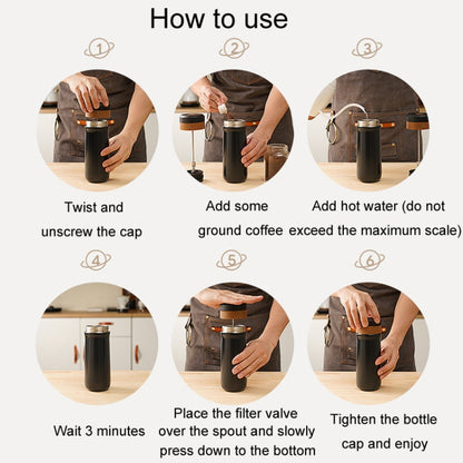 Portable Thermos Tea Brewer Coffee Filter Stainless Steel Carry-On French Press Kettle, Capacity: 320ml by bashfashion