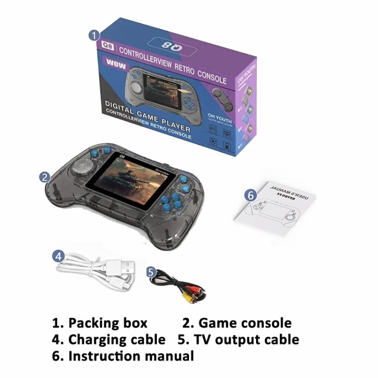 Q8 Handheld Game Console 3.0 Inch Screen Support TV Connection Built In 800 Games Singles Transparent Gray by bashfashion