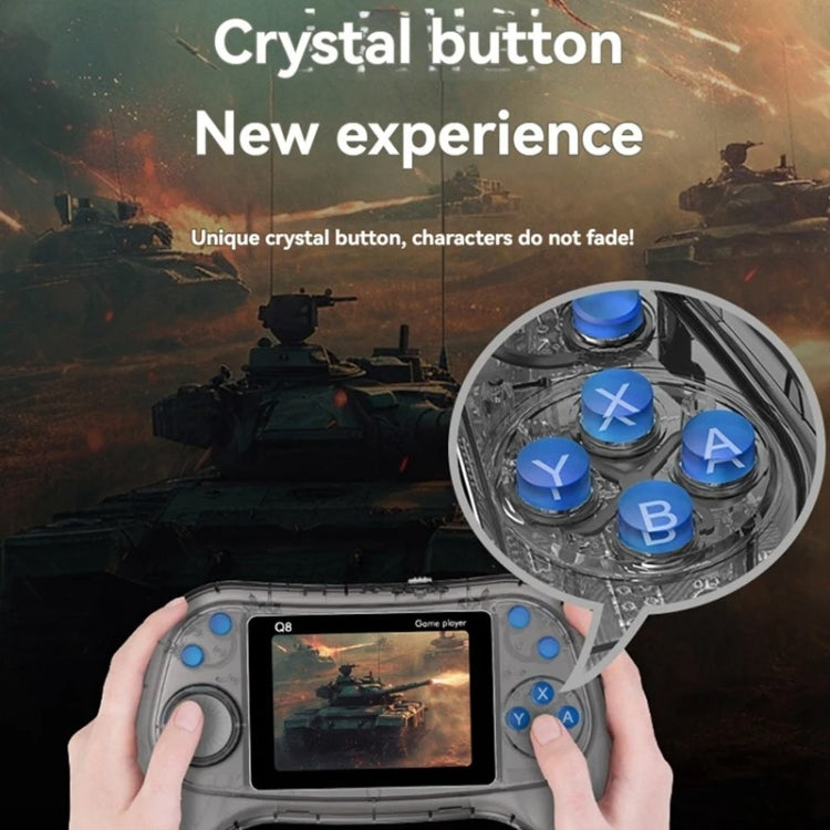 Q8 Handheld Game Console 3.0 Inch Screen Support TV Connection Built In 800 Games Singles Transparent Gray by bashfashion
