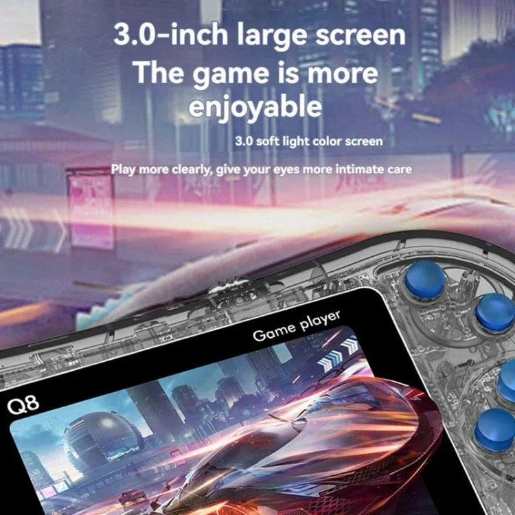 Q8 Handheld Game Console 3.0 Inch Screen Support TV Connection Built In 800 Games Singles Transparent Gray by bashfashion