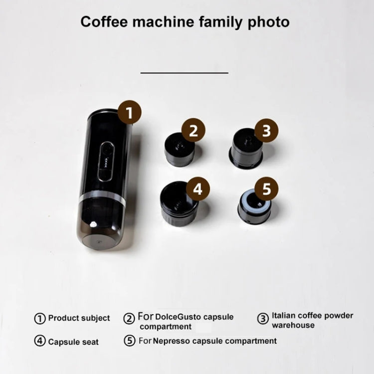 3 In 1 Automatic Wireless Italian Capsule Coffee Machine Portable Rechargeable Heating Coffee Maker(Black) by bashfashion